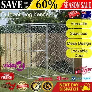 Dog Kennel 2x2x2m Large Metal Outdoor Pet Cage Fence Run Pen House Enclosure NEW - Picture 1 of 13