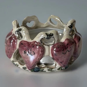 Heather Goldminc 2000 Vintage Blue Sky Clay Works Soporte de luz de té Corazones - Imagen 1 de 6
