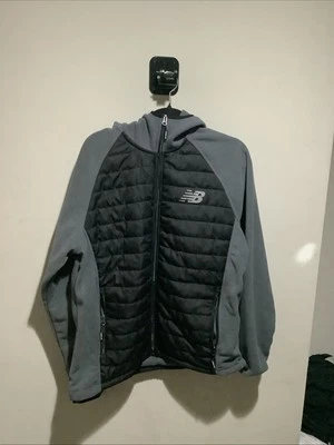 New Balance Full-Zip Quilted Soft Shell Fleece Black And Gray Jacket Mens M NWT - Image 1 of 4