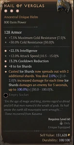 Hail of Vergas 3GA Sorc Int ETERNAL REALM NON-SEASON SC D4 PS5 - Picture 1 of 1