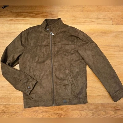 Jaqueta de couro Bottega Italia camurça Moto Mocha marrom zíper completo - Imagem 1 de 4