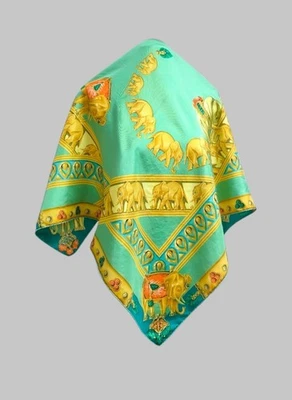 MUST DE CARTIER Green silk square scarf elephants print 83*85 cm - Image 1 of 4