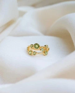 Natural Peridot Ring, Gold Plated Green Gemstone ring, gift for mothers - Picture 1 of 5