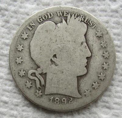 1892-S 50C Barber Silver Half Dollar Rare Key Date Scratched Cleaned Hole Filler - Image 1 of 4