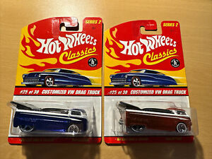 Hot Wheels Classics Series 2 Customized VW Drag Truck Lot Of 2 Blue & Red H240