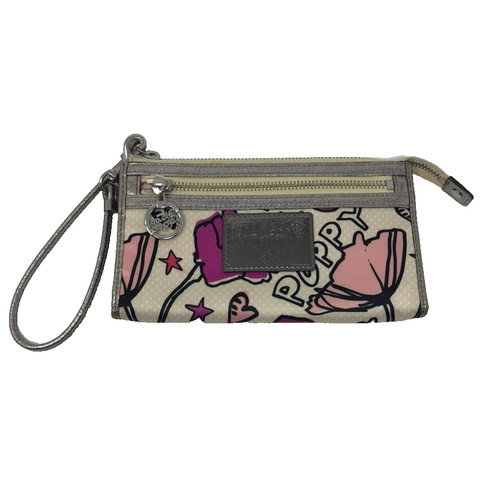 Coach Poppy Pop Art pochette portafoglio da polso piccola cerniera floreale audace