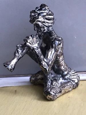 Yeso, Scultura Miniatura Suonatore in Argento 925, Manifattura argentea Arezzo - Immagine 1 di 4