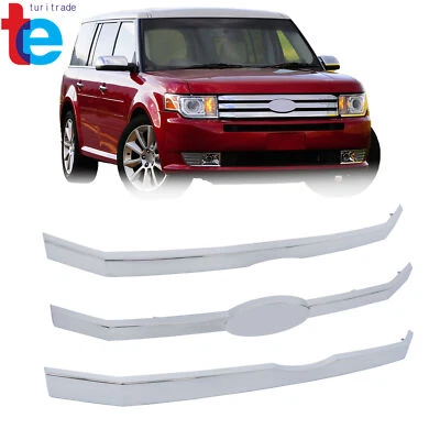 Inserto de barras de parrilla superior delanteras para Ford Flex 2009 2010 11 2012 cromadas 3 piezas Foto 1 de 4