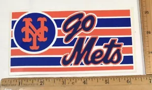 Vintage 1980s Go New York Mets Logo Decal Bumper Sticker MLB Baseball Sports - Picture 1 of 1
