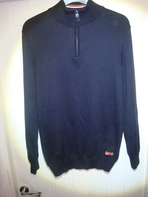 SUPERDRY DOWNHILL RACER HENLEY 1/2 ZIP JUMPER SWEATSHIRT - BLACK - LARGE -E93 - Image 1 of 4