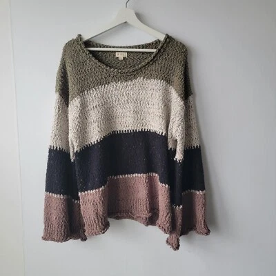 POL womens Colorblock Popcorn Knit Sweater size S Oversized Long dolman sleeves - Image 1 of 4