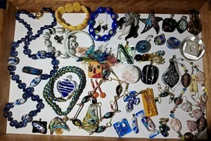 41 KUNSTGLAS Schmuck Konvolut Murano Millefiori dichroitisch Halskette Armband Anhänger - Bild 1 von 24