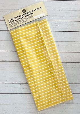 Stripe Directors Chair Canvas Cover Replacements Yellow White NOS Striped New - Image 1 of 4