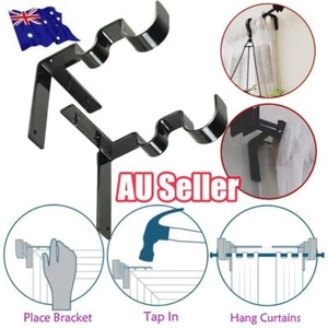 2/3pcs Into Window Kwik Hang Double Center Rod Bracket Support Curtain GT - Picture 1 of 9