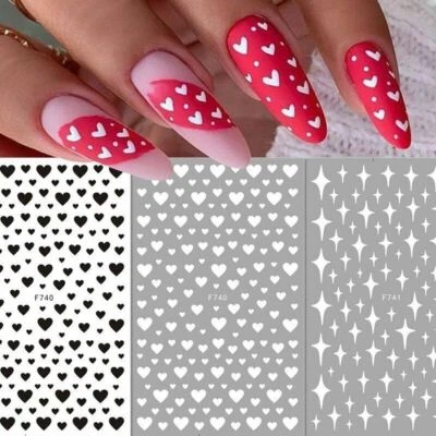 Calcomanías adhesivas para arte en uñas 3D transferencias San Valentín Love Hearts Stars NS44 Foto 1 de 4