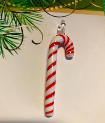 ADORABLES Y ÚNICOS COLGANTES DE CRISTAL DE MURANO BASTÓN DE CARAMELO DE NAVIDAD ROJO/BLANCO TAN LINDOS Foto 1 de 2