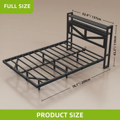 Marco de cama flotante de metal LED tamaño doble/completo con estación de carga para dormitorio Foto 1 de 4