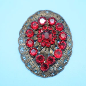 ATEMBERAUBENDE VINTAGE BROSCHE AUS NACHLASS GEFUNDEN GOLDFARBEN STRASS 3 ZOLL! UNMARKIERT VG+ - Bild 1 von 4