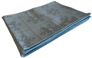 Blue Silver Embossed Snowflakes 2-Layer Vintage Rectangular Placemats Set of 12 - Picture 1 of 3
