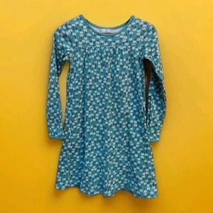 Hanna Andersson Blue Cotton Dress Sz 140 (US 10) Floral Long Sleeve Cottagecore - Picture 1 of 7