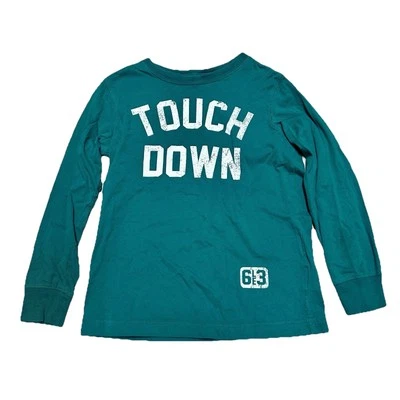 ⭐️ Lands End Green Touch Down Long Sleeve Shirt Size 5/6 - Image 1 of 4