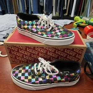 VANS Iridiscente Cuadros Cordones Tenis Zapatos Planos Para Mujer Talla 7 - Imagen 1 de 9