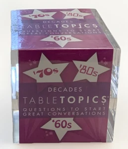 Decenni TableTopics anni 60, 70, 80 domande per iniziare conversazioni SIGILLATO NUOVO CON SCATOLA - Foto 1 di 5