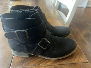 Steve Madden Mujer Talla 8 M Cuero Negro Cremallera Hebilla Tobillo Moda Botas Botín - Imagen 1 de 6