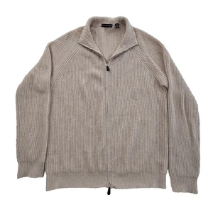Saks Fifth Ave Herren Large Full Zip Pullover Wolle Kaschmir Pullover Taupe EUC LN - Bild 1 von 15