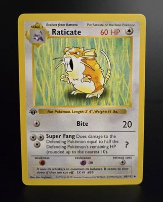 Pokémon TCG - RATICATE - 1ST EDITION/SHADOWLESS - 40/102 - BASE SET 1999 - LP/NM - Image 1 of 2