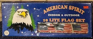 Vintage American Spirit USA Flag Lights Set 10 Outdoor Indoor Lite set NEW - Picture 1 of 5