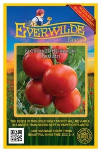100 Floridade Heirloom Tomato Seeds - Everwilde Farms Mylar Seed Packet - Picture 1 of 3