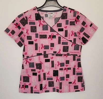 Breast Cancer Awareness Scrub Top ScrubStar Size XS - Image 1 of 4
