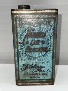 Antica insegna olio latta vuota Harness Oil Blacking Fiebing Chemical Company - Foto 1 di 8