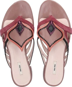 MIU MIU Women’s Size US 7.5 (37.5)  Calfskin Suede Nicoli Thong Sandals Leather - Picture 1 of 11