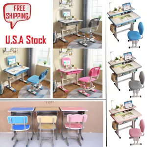Kinder Schreibtisch und Stuhl Set, Lern Lern Lerntisch Set, höhenverstellbar, für Alter 3-18 - Bild 1 von 60