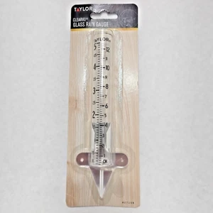 TAYLOR Clear VU Glass Rain Gauge Ground/Post/Tree Mount 5" Capacity 2710N  - Picture 1 of 12