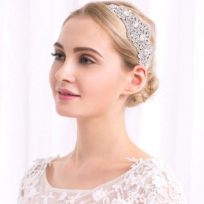 Argento Capelli Sposa Vino Halo Cristallo Perline Copricapo Abito da Accessorio - Immagine 1 di 4