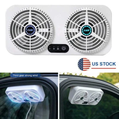 US Car Air Circulation Smoke Exhaust Ventilation Cooling Fan Cooler USB Charging Foto 1 de 4