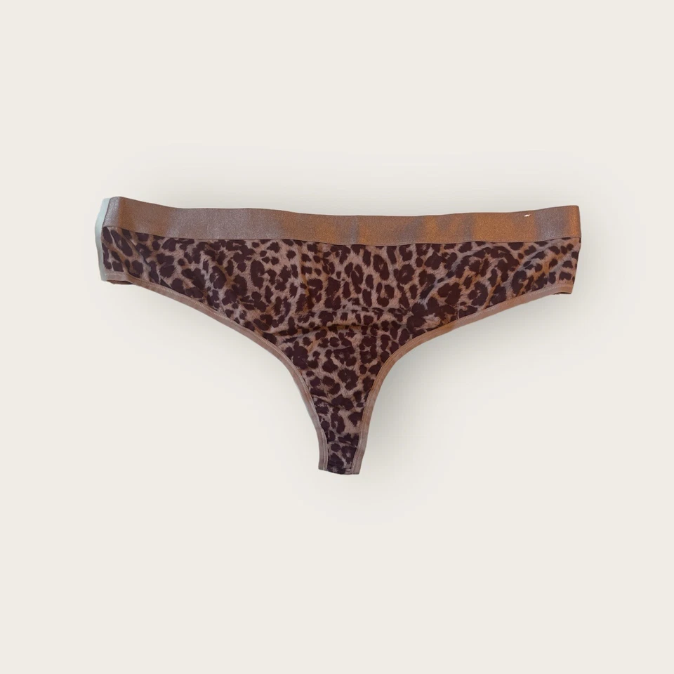 Lane Bryant Cacique Cotton Thong Panty Wide Shine Waistband 18/20 Cheetah (0271) - Image 1 of 1