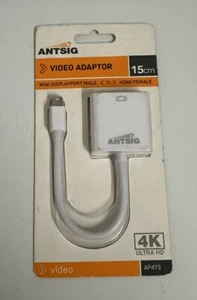 ANTSIG Video Adapter 4K Ultra HD Mini Displayport Male to HDMI Female 15cm AP473 - Picture 1 of 2