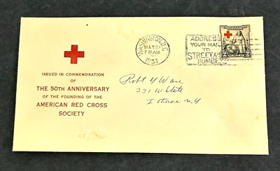 1931 Red Cross Society 50th Anniversary First Day Issue Stamped Envelope - Image 1 of 2