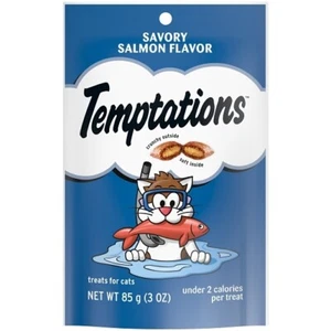 Whiskas Temptations Cat Food Savoury Salmon Dry Bag, 3 oz - Case of 12 - Picture 1 of 2