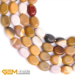 MultiColor Mookaite Jasper Natural Gemstone Oval Beads For Jewelry Making 15" - Foto 1 di 16