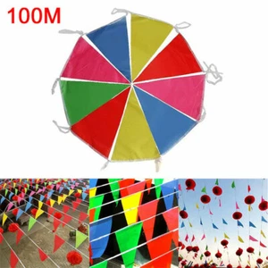 100m Wimpelkette Wimpel Band Girlande Stoff Bunt Fasching Feiern Outdoor Dekor - Bild 1 von 12