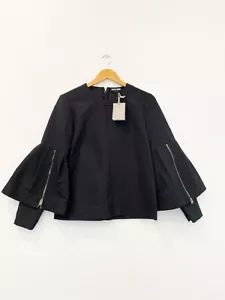 Designer BNWT Top Ford Size 8 STUNNING Black Silk & Cotton Blend Women's Top - Picture 1 of 7
