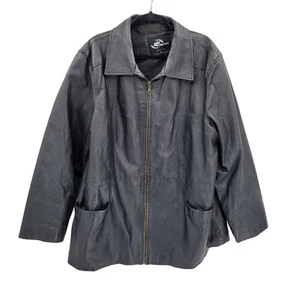 Chaqueta de Cuero Colección Años 80 KC Colecciones 2X Negra Moto Streetwear Cremallera - Imagen 1 de 12