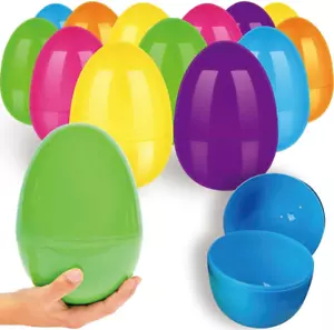 12 Pcs Jumbo Easter Surprise Eggs - Bright Colorful Plastic Easter Eggs for Kids - Picture 1 of 7