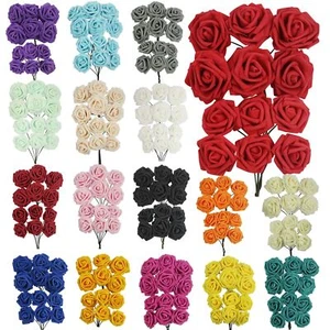 Colourfast Foam Roses - Artificial Fake Flowers Wedding Bridal Quality Soft - Picture 1 of 67