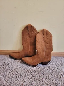 Stivali Dan Post donna taglia 9 cowboy western pelle scamosciata marrone country rustici - Foto 1 di 6